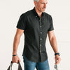 Batch Men's Essential Short Sleeve Casual Shirt - WB Jet Black Stretch Cotton Poplin Image on Body