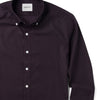 Batch Men's Casual Button Down Collar Dark Burgundy Shirt With White Buttons Close-Up Image