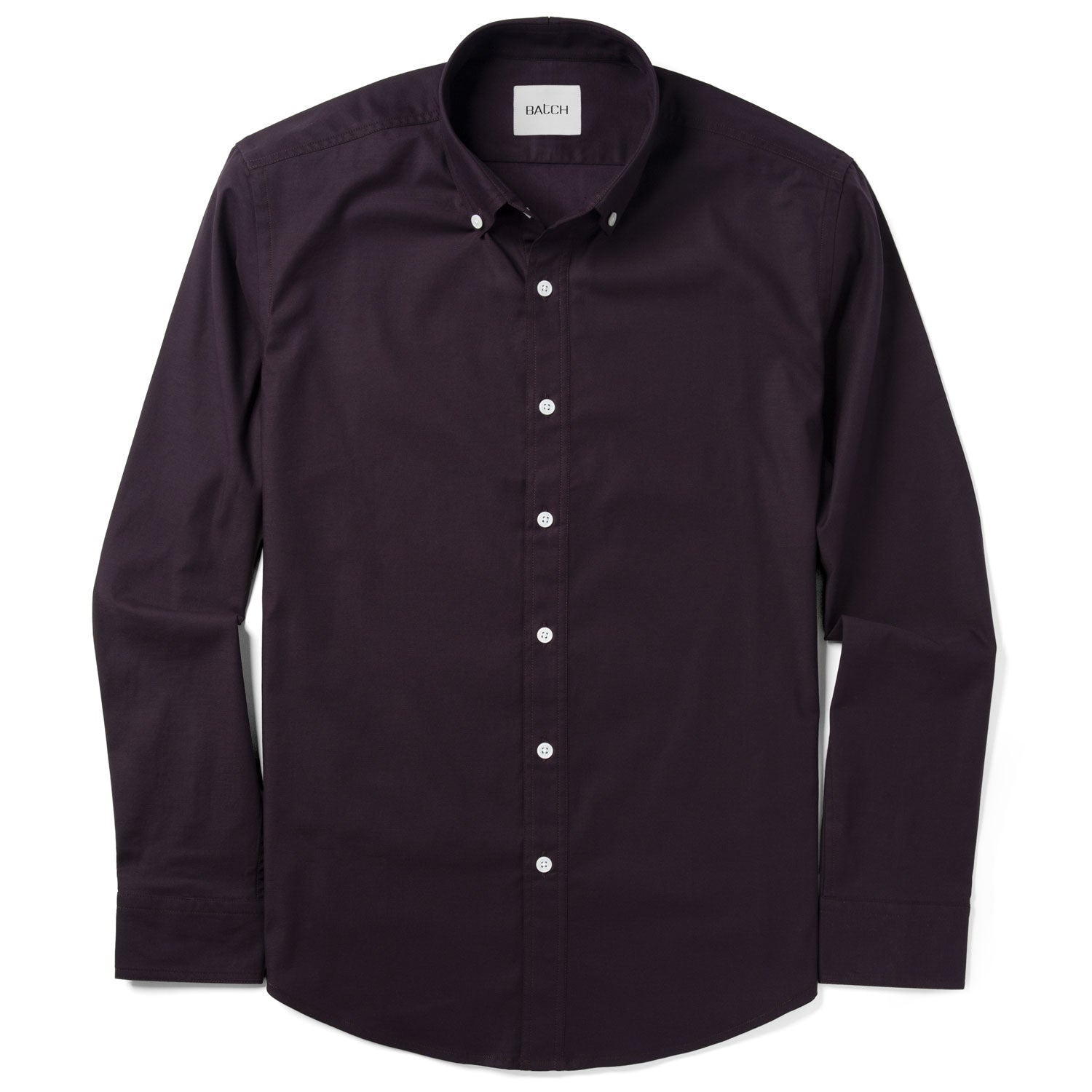 Essential Button Down Collar Casual Shirt - WB Dark Burgundy Stretch Cotton Poplin