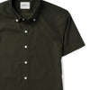Batch Men's Essential Short Sleeve Casual Shirt - WB Olive Green Stretch Cotton Poplin Image Close Up