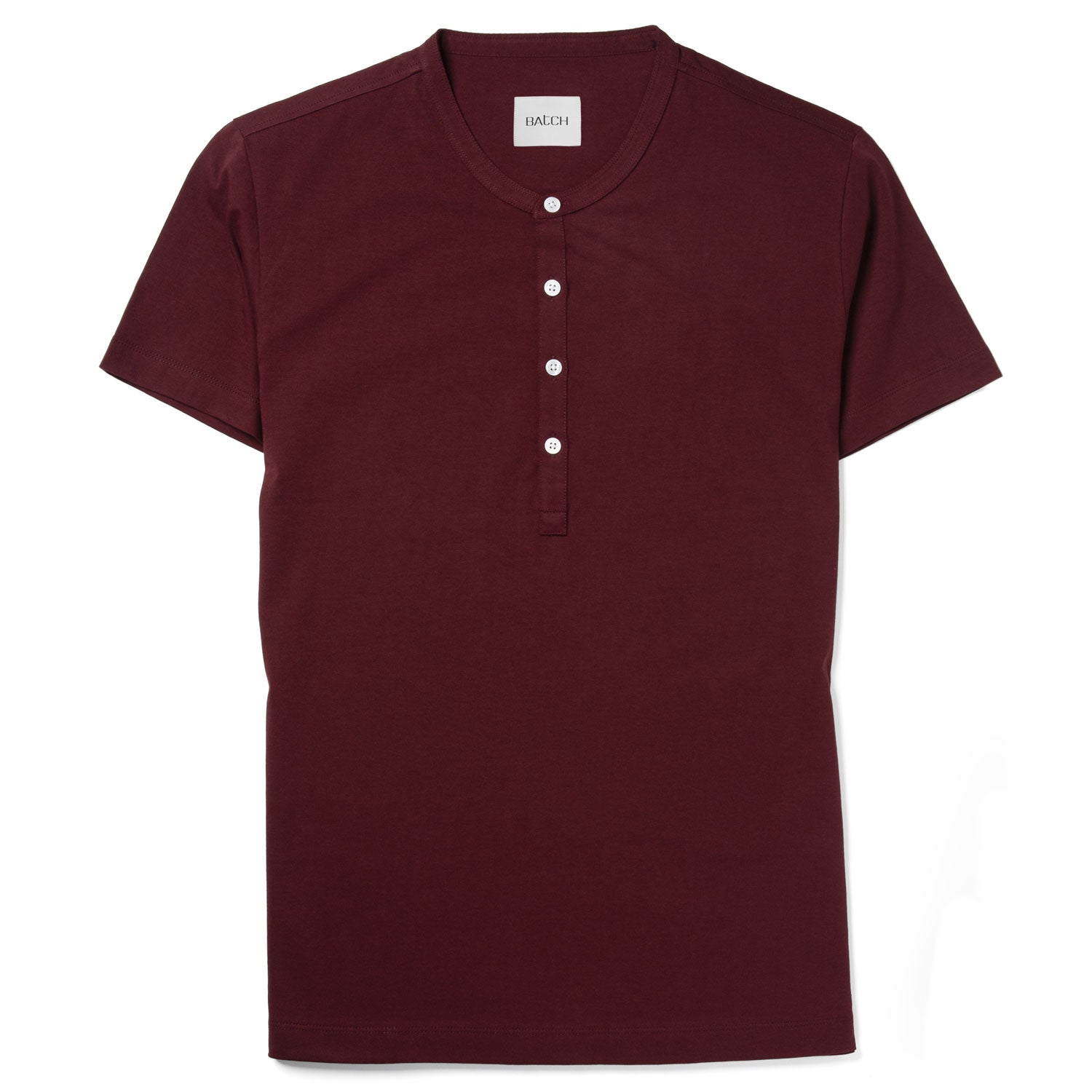 Essential WB Short Sleeve Henley Shirt –  Burgundy Cotton Jersey