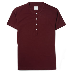 Batch Men's Burgundy Short Sleeve Henley With White Buttons
