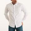 Batch Men's Casual White Twill Long Sleeve Button Down Shirt On Body Image