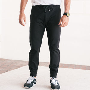 Batch Men's Essential Joggers – Black Cotton French Terry Image Standing