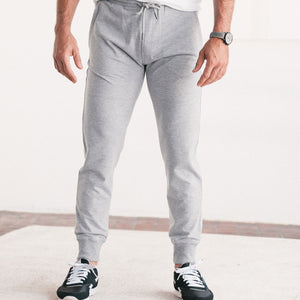 Batch Men's Essential Joggers – Granite Gray Cotton French Terry Image On Body Standing