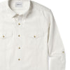 Batch Explorer Men's Utility Shirt In Light Stone Cotton Poplin Close Up Image