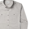Batch Men's Finisher Utility Shirt In Light Gray Cotton Poplin Close-Up Image
