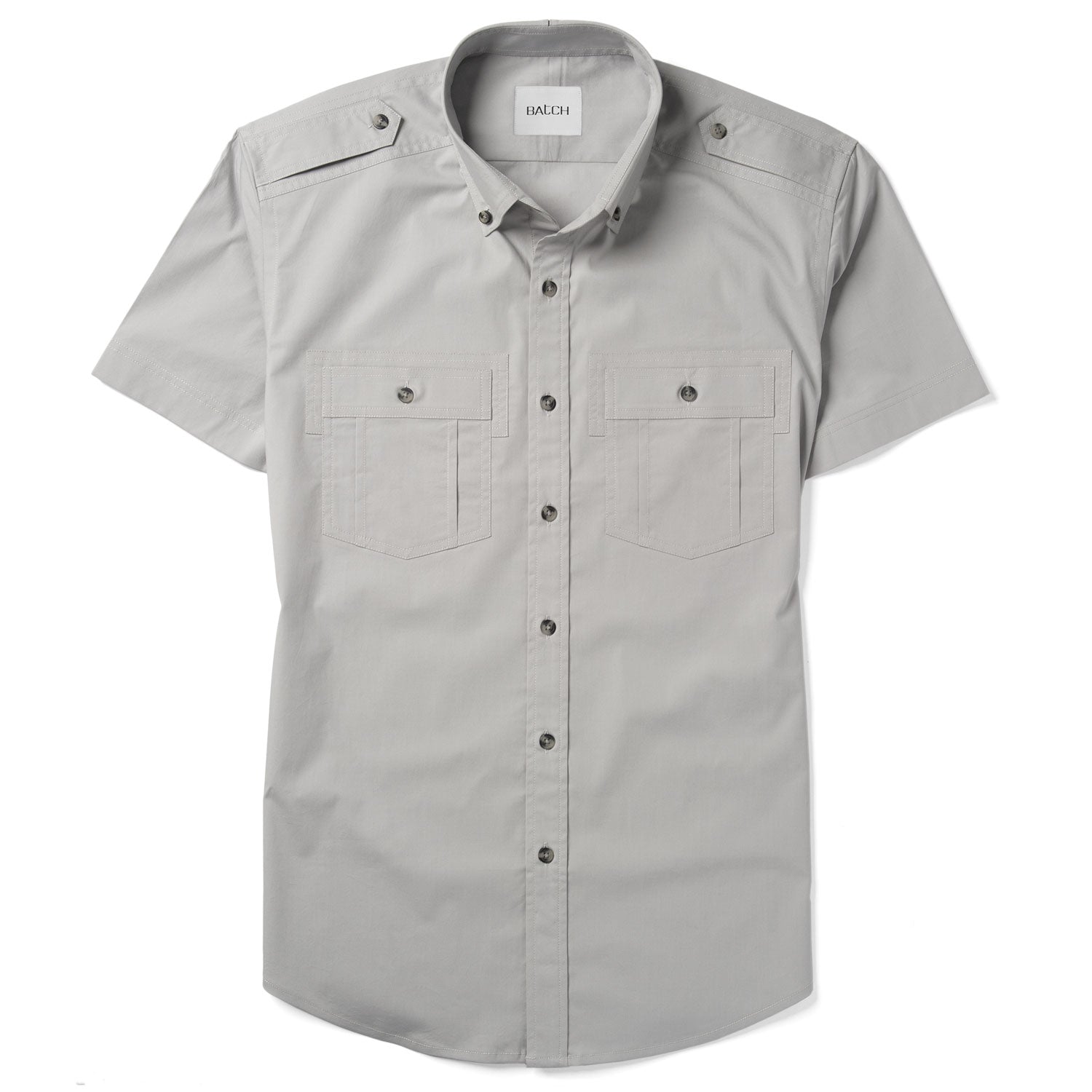 Finisher Short Sleeve Utility Shirt – Aluminum Gray Stretch Cotton Poplin