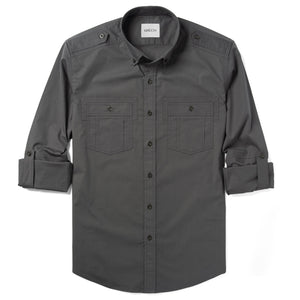 Batch Finisher Utility Men's Shirt In Slate Gray Stretch Poplin With Rolled Sleeves Image