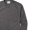 Fixer Band Collar Utility Shirt - Slate Gray Cotton Twill