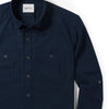 Fixer Two Pocket Men's Utility Shirt In Dark Navy Cotton Slub Twill Close-Up Image