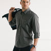 Fixer Two Pocket Men's Utility Shirt In Slate Gray Cotton Slub Twill On Body Side View