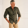Batch Fixer Men's Casual Utility Shirt In Olive Green Cotton Twill On Body With Chinos
