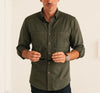 Batch Fixer Men's Casual Utility Shirt In Olive Green Cotton Twill On Body With Jeans