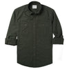 Fixer Two Pocket Men's Utility Shirt In Olive Green Cotton Slub Twill With Sleeves Rolled Up