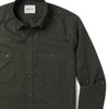 Fixer Two Pocket Men's Utility Shirt In Olive Green Cotton Slub Twill Close-Up Image