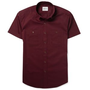 Fixer Short Sleeve Utility Shirt – Dark Burgundy Cotton Twill