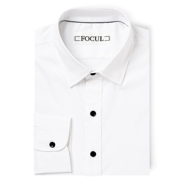 Focul - White Dot Shirt With Button Detail