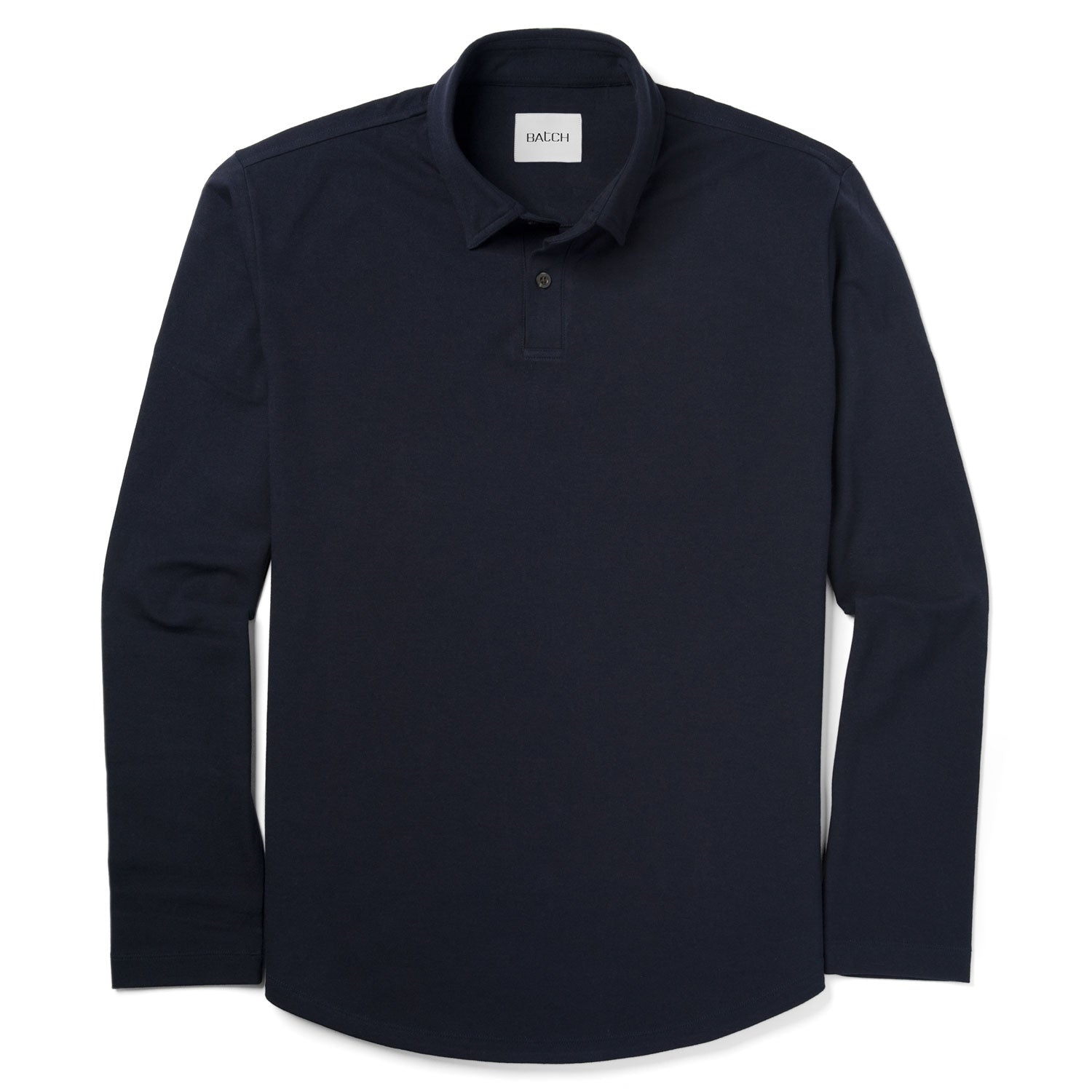 Essential Long Sleeve HBC Polo –  Navy Cotton Pique