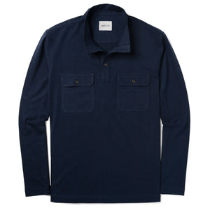 Batch Men's Constructor Pullover Shirt – Navy Cotton Jersey Image