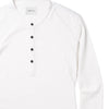 Batch Men's Essential BB Henley Shirt – White Cotton Jersey Image Close Up