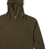 Essential T-Hoodie – Olive Green Cotton Jersey Close Up