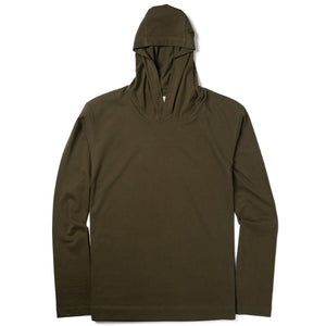 Batch Men's Essential T-Hoodie – Olive Green Cotton Jersey Image