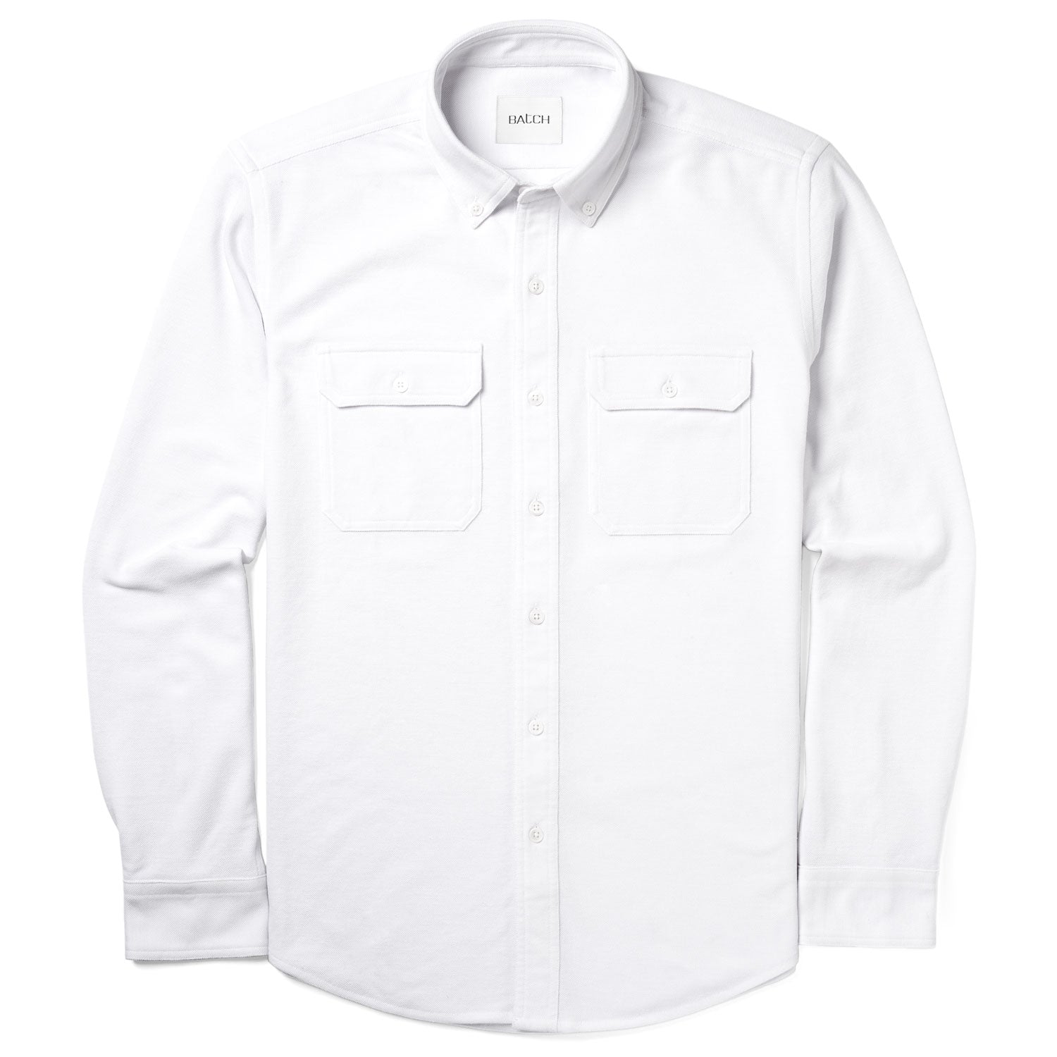 Constructor Knit Utility Shirt – White Cotton Poly Pique