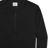 Woven Placket Henley Shirt –  Black Cotton Jersey