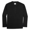 Woven Placket Henley Shirt –  Black Cotton Jersey