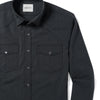 Maker Two Pocket Men's Utility Shirt In Asphalt Gray Cotton End-On-End Close-Up Image