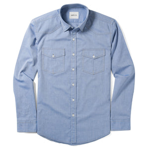 Maker Two Pocket Men's Utility Shirt In Classic Blue Cotton Oxford