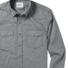 Maker Two Pocket Men's Utility Shirt In Smoke Gray Cotton Oxford Close-Up Image