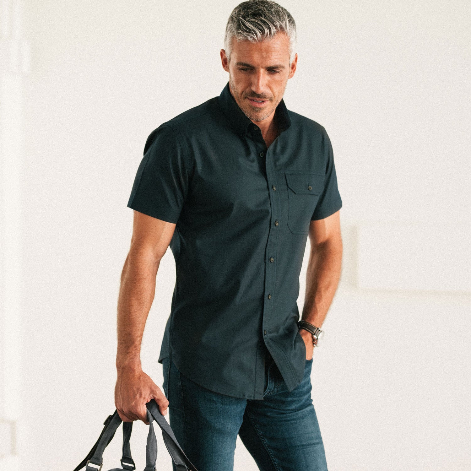 dress shirt mens short sleeve Men's Short Sleeve Casual Shirt