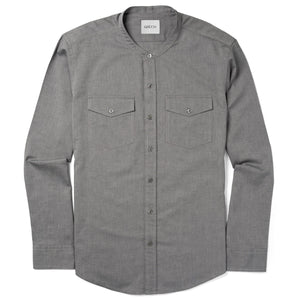 Pioneer Band Collar Utility Shirt – Flint Gray Oxford Cotton