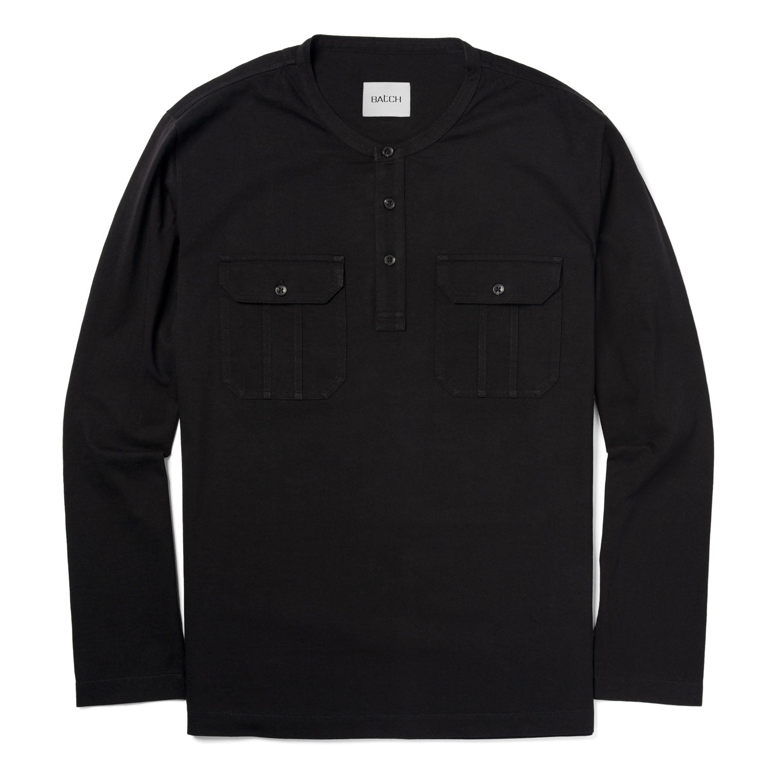 Constructor Henley Shirt –  Black Cotton Jersey