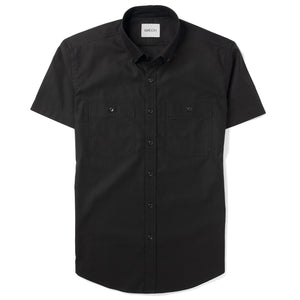 Batch Rogue Short Sleeve Casual Men's Shirt In Jet Black Mercerized Cotton Image