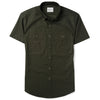 Batch Rogue Short Sleeve Casual Shirt In Olive Green Mercerized Cotton Image