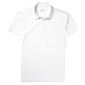 Batch Men's Essential Short Sleeve Polo Shirt – Pure White Cotton Jersey Image