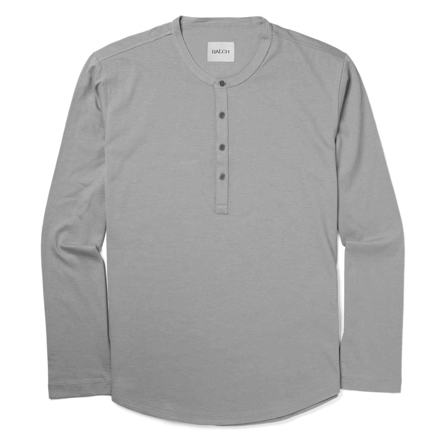 Essential Curved Hem Henley –  Cement Gray Cotton Jersey