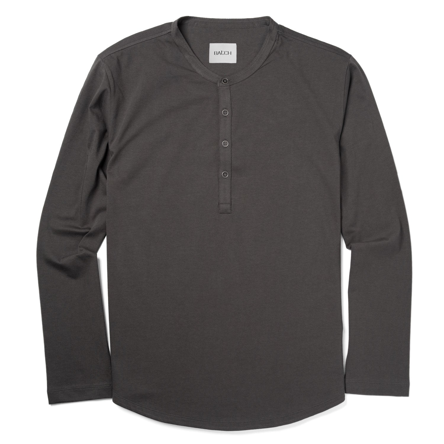 Essential Curved Hem Henley –  Slate Gray Cotton Jersey