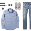 Editor Two Pocket Men's Utility Shirt In Classic Blue Ways To Wear With Light Denim