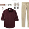 Fixer Two Pocket Men's Utility Shirt In Dark Burgundy Ways To Wear With Khaki Chinos