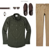 Editor Two Pocket Men's Utility Shirt In Olive Green Ways To Wear With Chinos