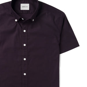 Batch Men's Essential Short Sleeve Casual Shirt - WB Dark Burgundy Stretch Cotton Poplin Image Close Up