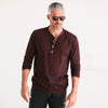 Batch Men's Burgundy Henley With White Buttons on Body Image