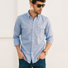 Batch Men's Editor Two Pocket Men's Utility Shirt In Classic Blue Cotton Oxford On Body Image
