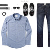 Maker Two Pocket Men's Utility Shirt In Classic Blue Ways To Wear With Dark Denim