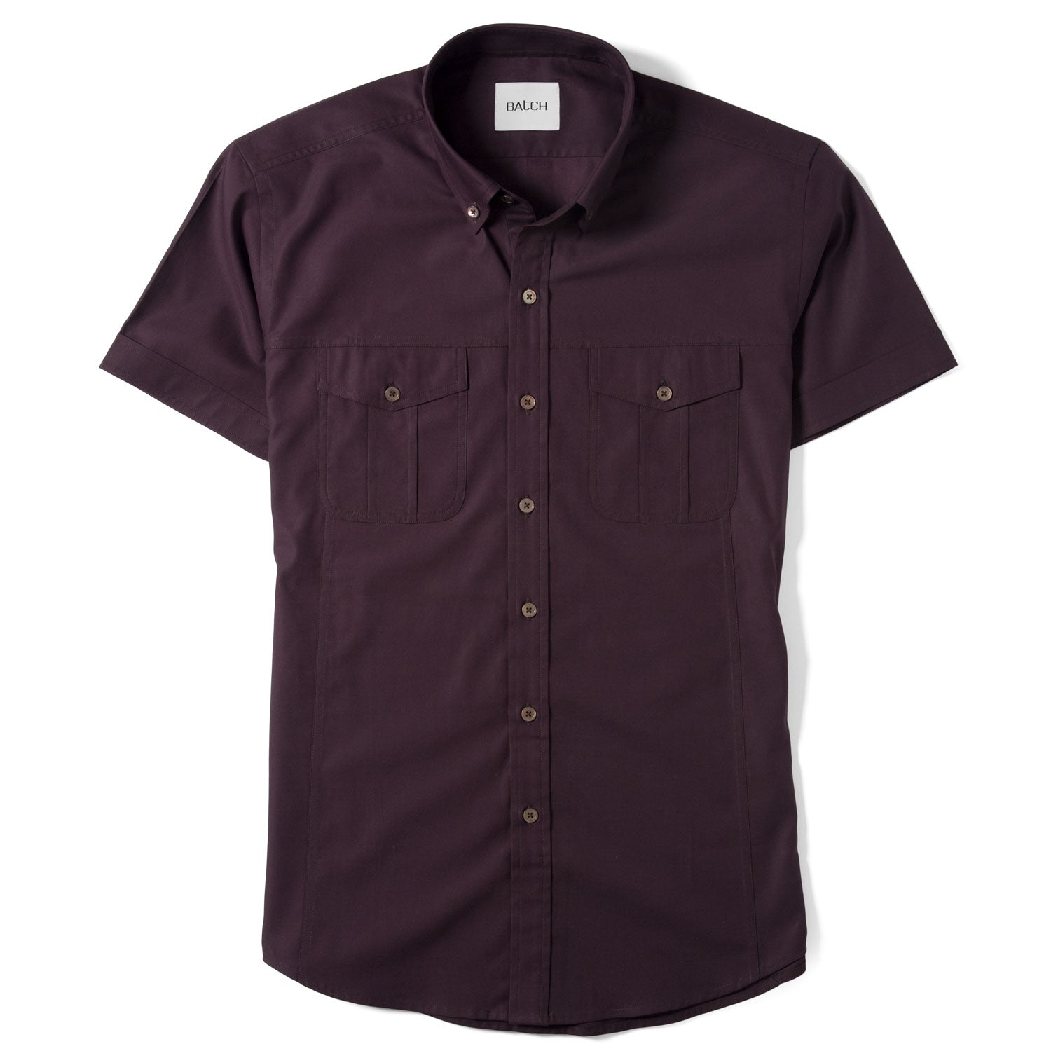 Editor Short Sleeve Utility Shirt – Dark Burgundy Mercerized Cotton